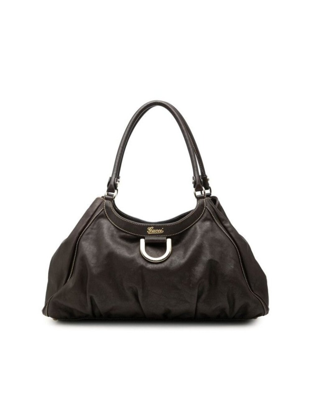 Gucci Abbey Tote Shoulder Bag Brown Leather
